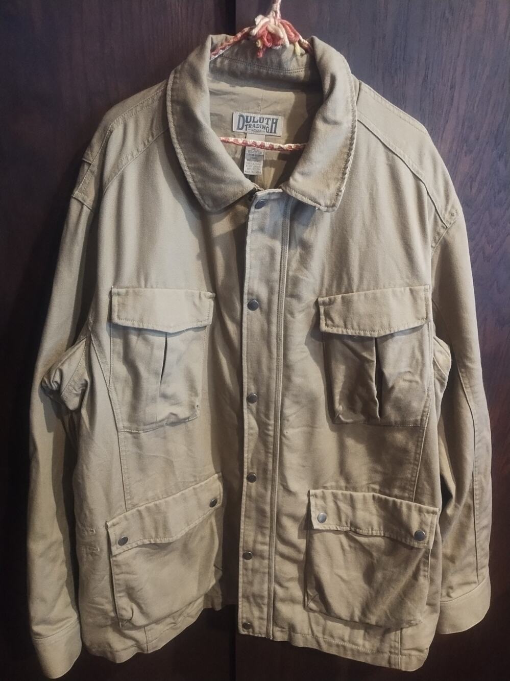 Duluth Trading Utility Jacket Mens 3XL Canvas Field Chore Work Pockets Cargo Tan